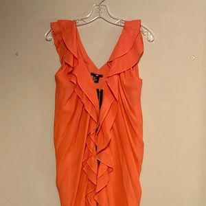 Chiffon ruffle mini dress with black detailing